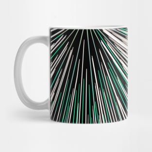 A colorful hyperdrive explosion - black and white with green highlights version Mug